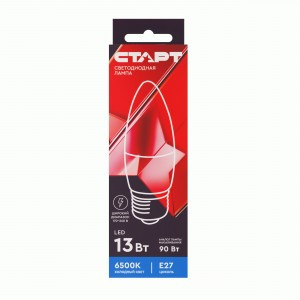 СТАРТ лампа св/д Свеча С37 E27 11W(1040lm) 6500K 6K 110x37 матов пласт/алюм IC-драйвер 1322
