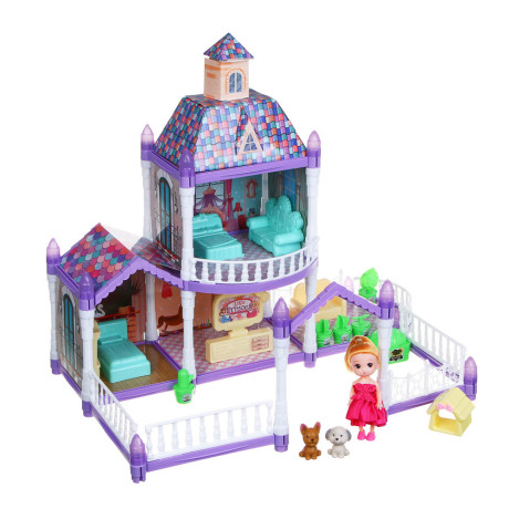 ИГРОЛЕНД Дом для куклы с акс. питомцами и куклой, ABS, PP, полиэстер, 30х8х23 см