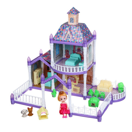 ИГРОЛЕНД Дом для куклы с акс. питомцами и куклой, ABS, PP, полиэстер, 30х8х23 см