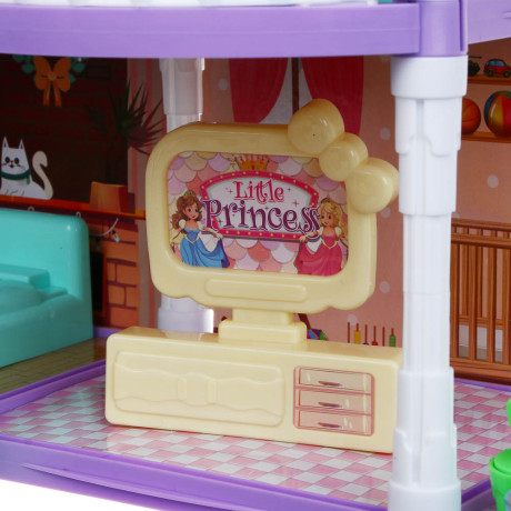 ИГРОЛЕНД Дом для куклы с акс. питомцами и куклой, ABS, PP, полиэстер, 30х8х23 см