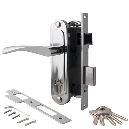 Замок врез 1223/60-CR Apecs (хром) с ручками  \20