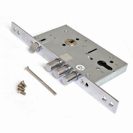 Замок врез Т-52-CR Apecs Хром (межос-85мм, б/цилиндра, аналог Kale252R)  \12