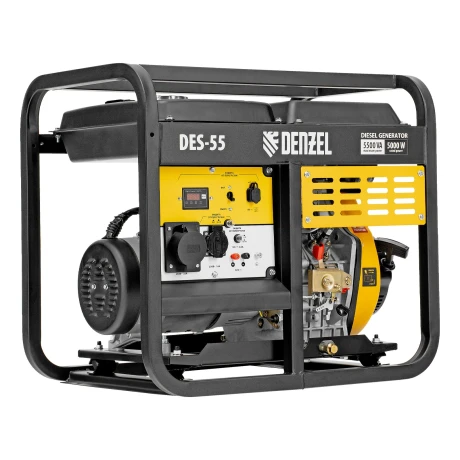 Генератор дизельный DES-55, 5,5 кВт, 230 В, 11 л, ручной стартер Denzel