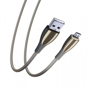 BY Кабель для зарядки Сириус Micro USB, 1м, 3А, Быстрая зарядка QC3.0, штекер металл, серый