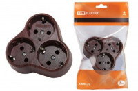 TDM разветвитель (тройник) 3роз. 16А Эко бук, земля (10!) SQ1806-0082