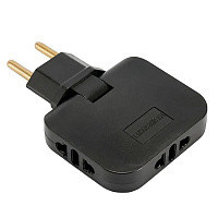 STEKKER Разветвитель сетевой плоский поворотный 3-местный 10А 14х100х66 черный ADP10-23-22 50068