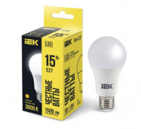 IEK лампа св/д ЛОН A60 E27 15W(1500lm) 3000K 2K 131x60  матовая LLE-A60-15-230-30-E27