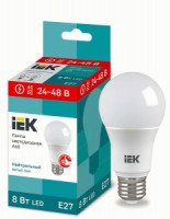 IEK ЛОН низковольтная A60 E27 24-48V 8W(760lm) 4000К 4K 110х60 LLE-A60-08-24-48-40-E27