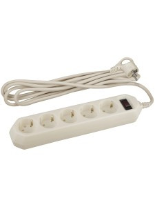 ЭРА сет. удл.-фильтр USF ПВС 3х0.75 5роз. 5м 10А (термозащ/варист, земля,слон.кость,PP)USF-5es-5m-