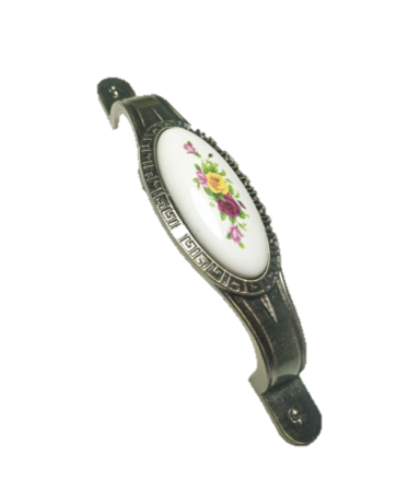 Ручка мебельная 4010-6 бронза 96мм с керамической вставкой