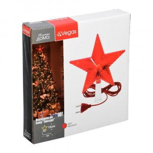 VEGAS Верxушка на елку "Звезда" 10LED, красный, 15*15м, провод красн. 3м,  220V