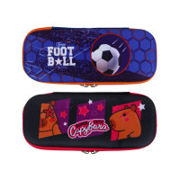 Пенал жесткий овальный, 22,5х10х4,5см, &quot;Капибара/Футбол&quot;, 1 отд. на молнии, ЭВА