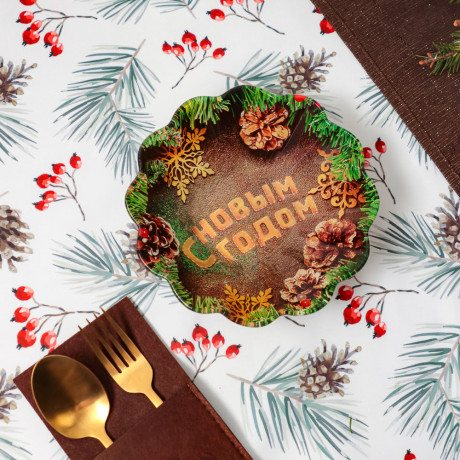 Шишки Салатник круглый, 18х4,5см, стекло