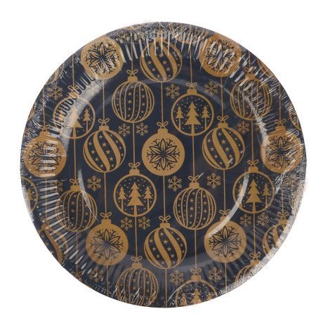 Набор бумажных тарелок Золотые шарики, 6 шт d=230 мм