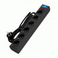 DOMTOK Сетевой фильтр (удл.) ПВС 3х1 6роз. 3м 10А черный земля,выкл, автомат (15!) 2522