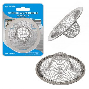 Ситечко д/раковины, d=7см, д/стоков.отвер.d=4-5,5см (кратность 5шт!!!), нерж.сталь J34-126 Мультидом