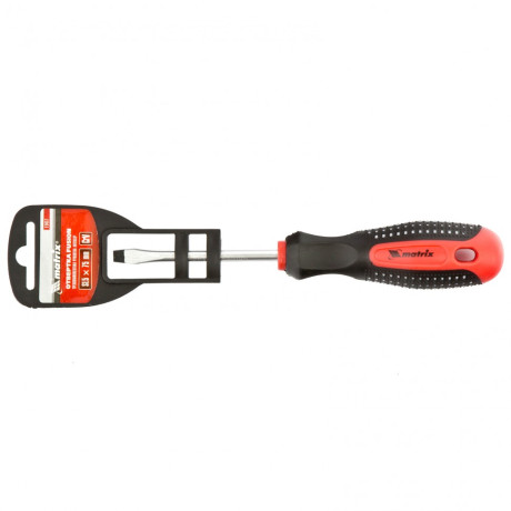 Отвертка Fusion, SL5 х 75 мм, CrV, трехкомпонентная рукоятка "Anti slip" Matrix