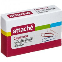 Скрепки 28 мм 100 шт./уп. Attache цветные, полимерное покрытие, карт.кор 865787
