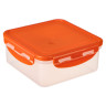 РЫЖИЙ Контейнер герметичный для СВЧ с защелками, 0,9л, пластик