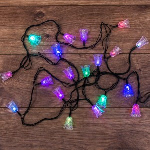 Гирлянда-нить "Колокольчики" 20LED RGB 2,8м., 8реж., прозр. ПВХ 303-062 Neon Night