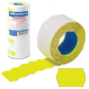 Этикетка МETO 26*12мм BRAUBERG волна, жел, КОМПЛЕКТ 5 рул. по 800шт, (этикет-пистолет 290344) 123577