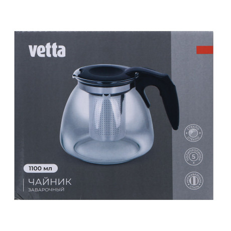 VETTA Чайник заварочный 1100мл, ситечко из нерж.стали, стекло, полипропилен