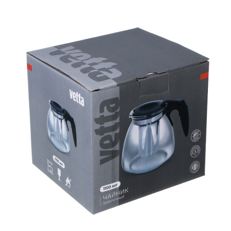 VETTA Чайник заварочный 1100мл, ситечко из нерж.стали, стекло, полипропилен