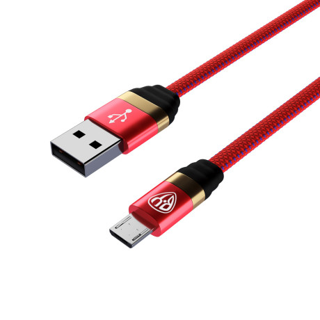 BY Кабель для зарядки Элегант Micro USB, 1м, 3А, быстрая зарядка QC3.0, тканевая оплётка, красный