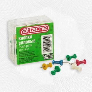 Кнопки для пробковых досок силовые Attache 50 шт./уп. цв. AT-ALTS1002 48906