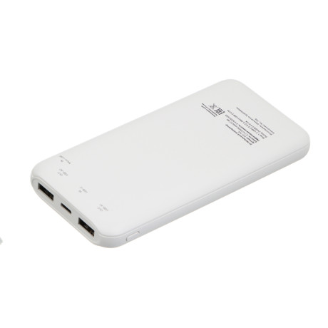 Аккумулятор мобильный BY 10000мАч, 2xUSB-A, 1xUSB-C, 1xMicro-USB, ребристый, 10W, белый