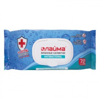 Салфетки влажные, 72 шт., ЛАЙМА Antibacterial, антибактериальные, клапан крышка, 129997