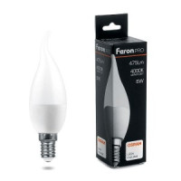 Feron.PRO свеча на ветру C37 E14 6W(475lm) 4000K 4K матовый 124x37 OSRAM LED LB-1306 38048