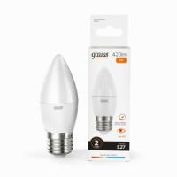 Gauss Elementary лампа Свеча E27 6W(420lm) 3000K 2K 100x37 матовая, пластик/алюм. 33216