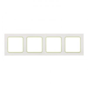 EKF Стокгольм рамка 4 мест. белая с линией цвета зеленый (PC) EAM-G-303-10