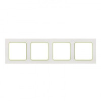 EKF Стокгольм рамка 4 мест. белая с линией цвета зеленый (PC) EAM-G-303-10