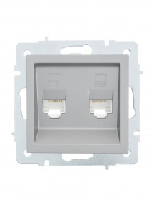 Lezard VESNA мех. роз. комп СУ 1 мест. платина (2хRJ45) (корп. ABS) 742-3588-141