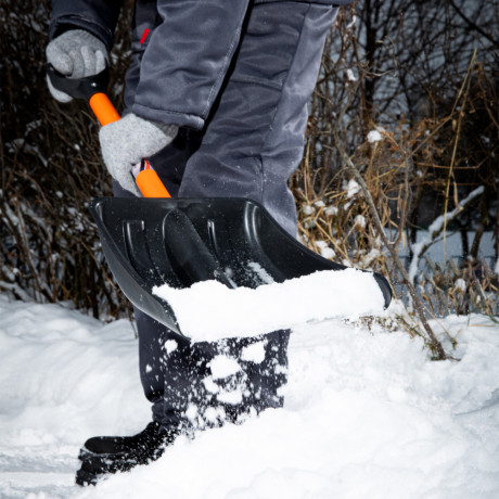 Лопата для уборки снега пластиковая, 275 х 345 х 890 мм, стальной черенок, Stels