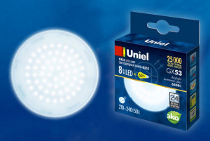Uniel GX53 св/д 8W(670lm) 6500K 6K 75х28 матовая LED-GX53-8W/6500K/GX53/FR