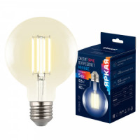 Uniel ЯРКАЯ шар G95 E27 5W(1055lm 360°) 3000K 2K 95x136 прозрачная  LED-G95-5W/3000K/E27/CL GLY01TR