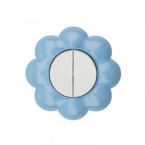 KRANZ HAPPY выкл. 2 кл., СУ Цветок, 10 А, белый/голубой KR-78-0627