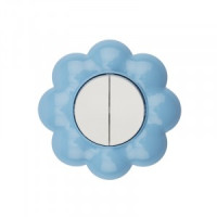 KRANZ HAPPY выкл. 2 кл., СУ Цветок, 10 А, белый/голубой KR-78-0627