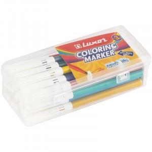 Фломастеры Luxor "Coloring", 24цвета, смываемые, пластиковый пенал Арт.233888