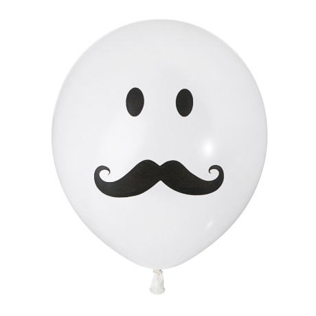 Капитан Весельчак Шары воздушные с рисунком 2 ст. 12" 5 шт. Смайлы, Усы, 518032/031