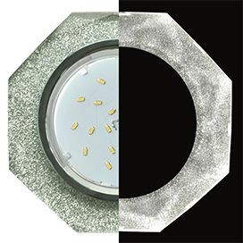 Ecola GX53 H4 LD5312 св-к Стекло 8-угольник подсветка 4K Хром-Серебрян. блеск 38x133 SS538AECH (10!)