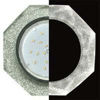 Ecola GX53 H4 LD5312 св-к Стекло 8-угольник подсветка 4K Хром-Серебрян. блеск 38x133 SS538AECH (10!)