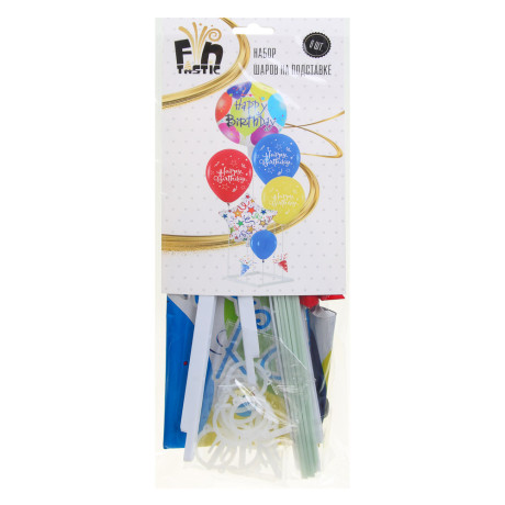 FNtastic Набор воздушных шаров 6шт с подставкой,фольга,пластик,картон, "Happy Birthday",разноцветные