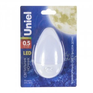 Uniel DTL-303 ночник 0.5W 3LED Овал/White 220V пластик, BL