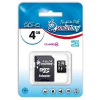 Флэш-карта (памяти) MicroSDHC 4Gb class4 SmartBuy адаптер SD
