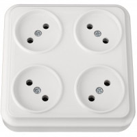 Bylectrica Вариант роз. 16А 4 мест. ОУ квадратная (корп. ABS) белый РА16-0191