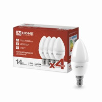 ASD/InHome лампа св/д VC свеча E14 14W(1330lm) 4000K 4K 105x38 матовая (4шт/уп, цена за уп) 2328